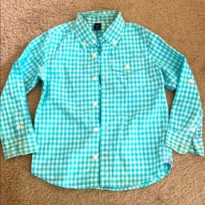 Gap blue checkered boys dress shirt sz 5